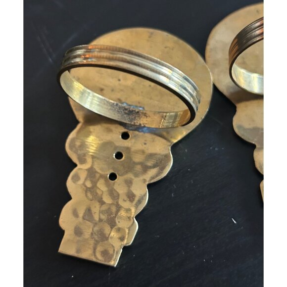 Hammered Brass Snowman Napkin Rings Set Of 6 Christmas Kitchen Decor - Picture 2 of 6